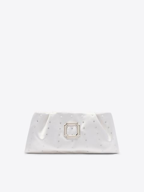 Vittoria White Satin Embellished Clutch Bag
