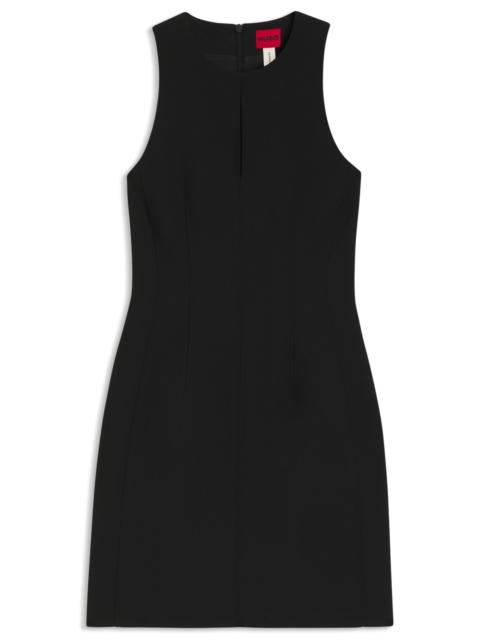KEYHOLE-NECKLINE MINI DRESS IN STRETCH TWILL