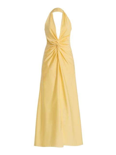 Exclusive Mendra Jersey Maxi Halter Dress yellow