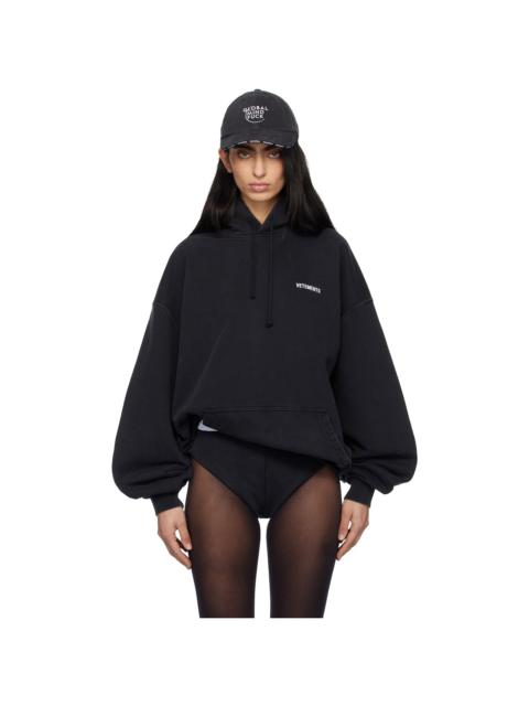 Black Iconic Logo Hoodie