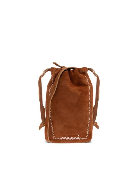 drawstring suede-leather cross body bag