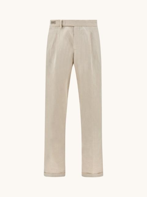 CHINO TROUSERS IN LINEN AND COTTON WITH PLEATS