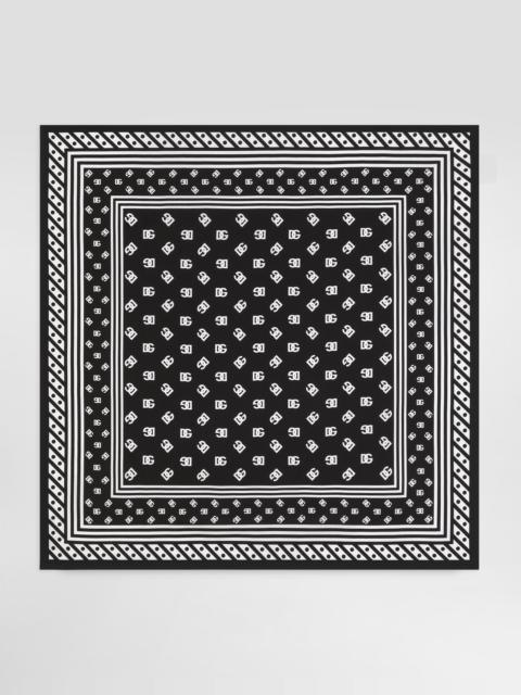Twill scarf with all-over DG logo print (90 x 90)