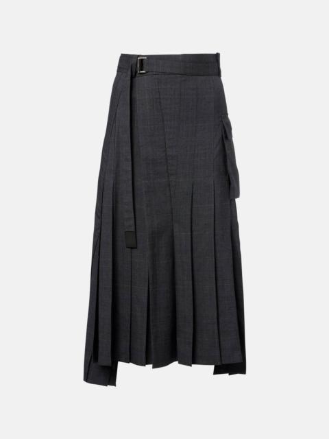 Prince of Wales check wool midi skirt