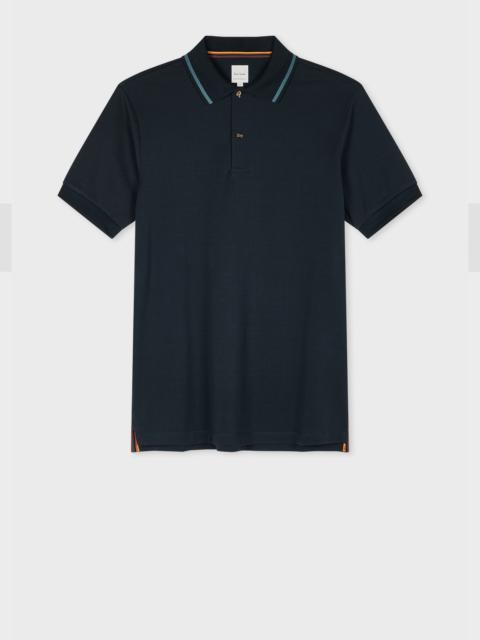 Navy Charm Button Polo Shirt