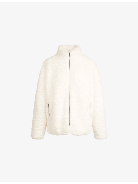 Oversized-Fit Mock-Neck Faux-Fur Jacket