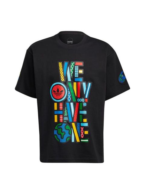 adidas originals Artist Tee Ss Colours Letter Printing Causual Sports Male Black HA4692