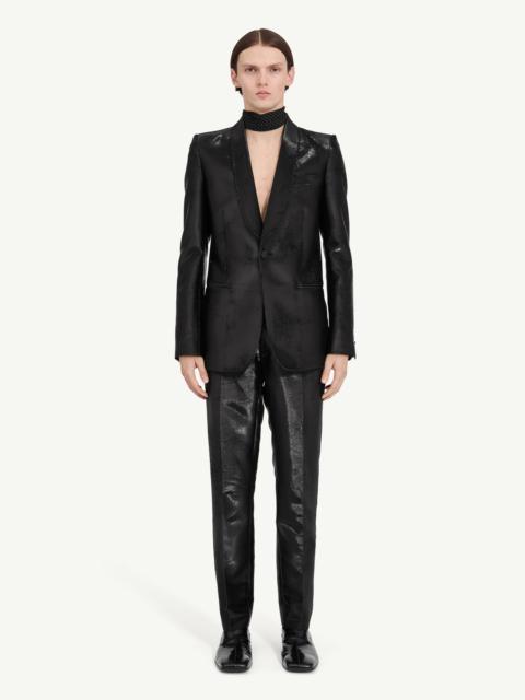 Distressed jacquard suit jacket