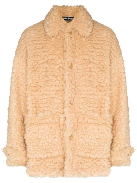 faux-shearling single-breasted short coat