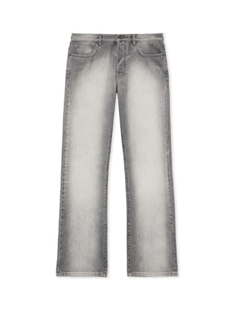 Diagonal Embroidery Slim Relaxed Jeans