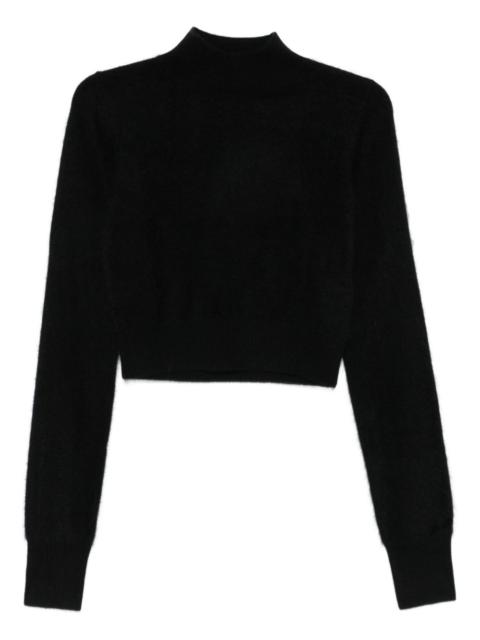 high-neck sweatshirt