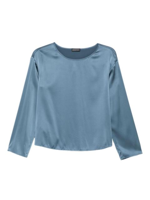 satin three-quarter sleeve top