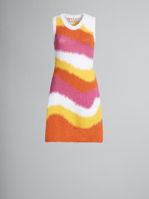 ORANGE KNITTED COTTON DRESS WITH WAVY STRIPES