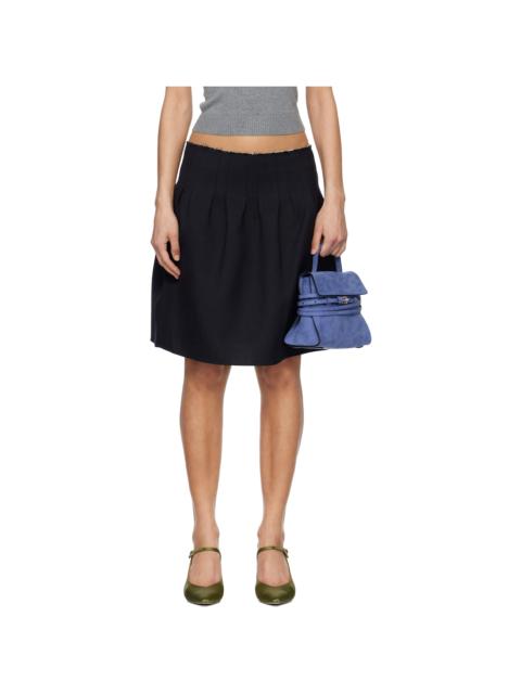 Navy Low-Waist Pleated Miniskirt