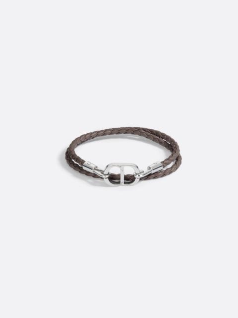 CD Icon Woven Leather Double Bracelet