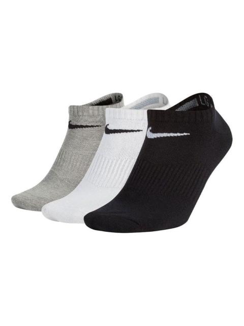 Nike Logo Pattern Casual Sports Socks 3 Pairs Gray / White / Black SX4705-901