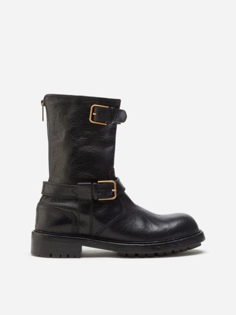 Horsehide biker boots