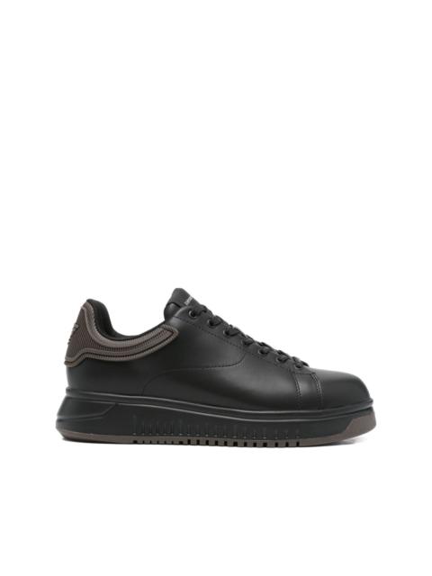 ribbed-panel leather sneakers