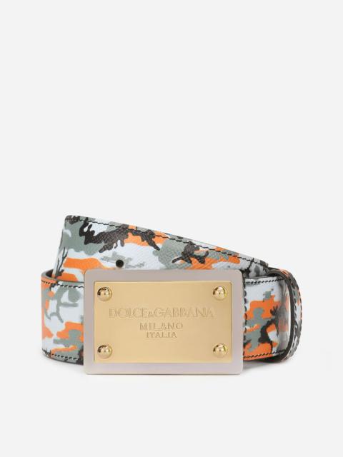 Camouflage belt with branded buckle