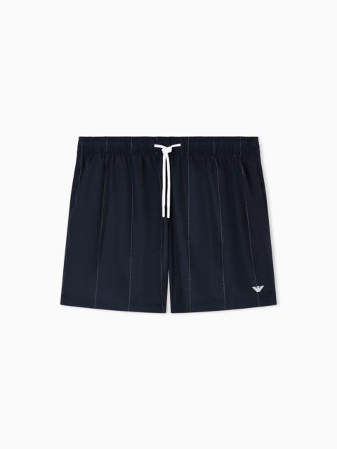 STRIPED PRINT SWIM SHORTS