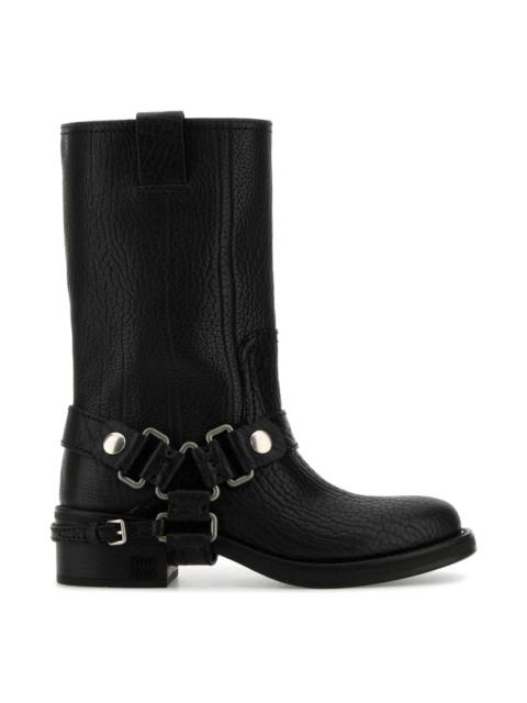 Black Leather Ankle Boots