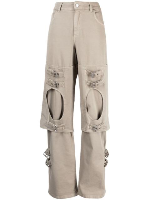 buckle-detailed wide leg trousers