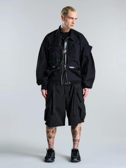 SP56A-M Nylon Stretch Double Cargo Short Pant Black