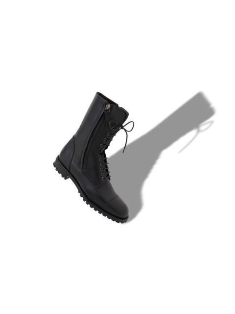 Black Calf Leather Military Boots