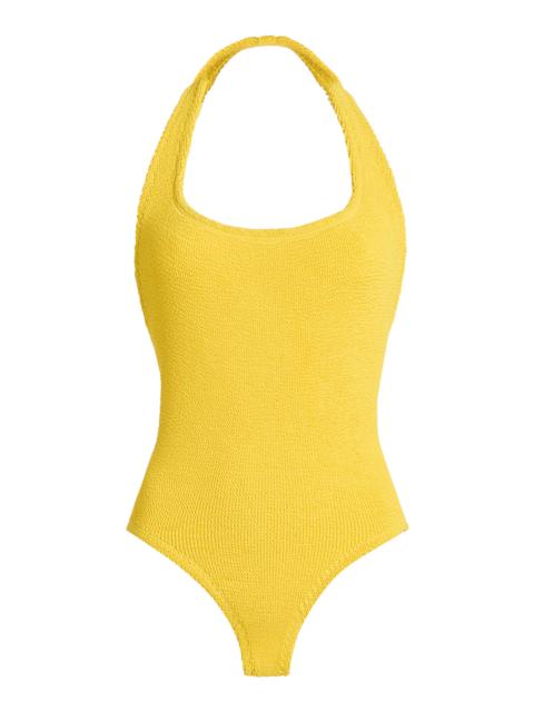Sandy Halter-Neck One-Piece Swimsuit yellow