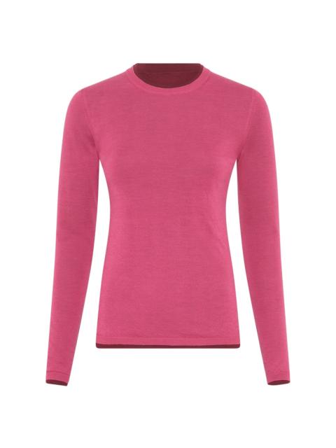 Leif Reversible Knit Sweater in Bordeaux & Fuchsia Cashmere Silk