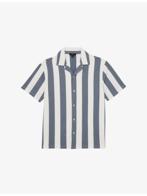 Dexter Cuban-Collar Block-Stripe Stretch-Woven Shirt