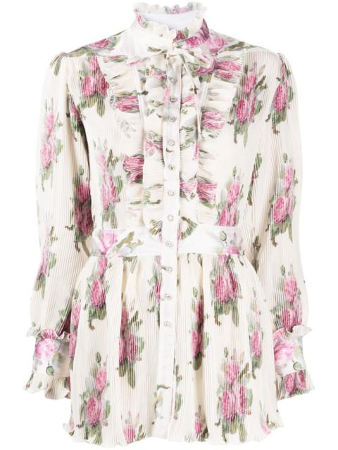 ruffled floral blouse