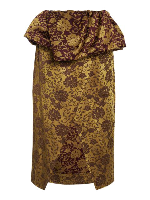 Santi Wrap-Front Jacquard Midi Skirt yellow