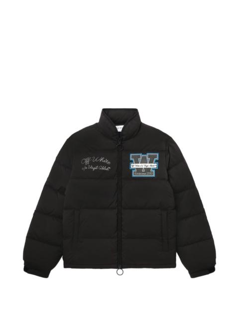 chest-appliqué puffer jacket