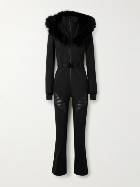 Elle Hooded Belted Shearling-trimmed Padded Ski Suit
