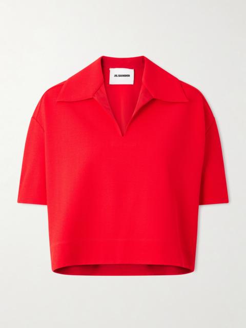 Cropped Crepe Polo Shirt