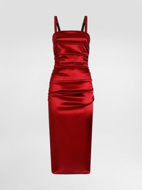 Stretch satin fitted dress
