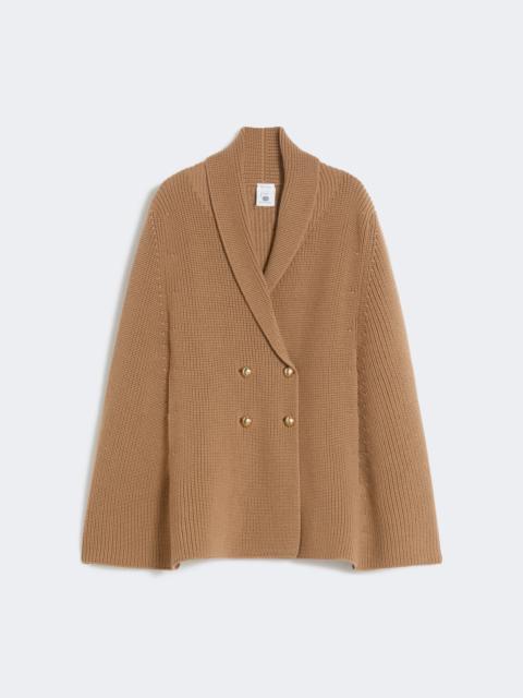 Double-breasted wool cape - CAMEL