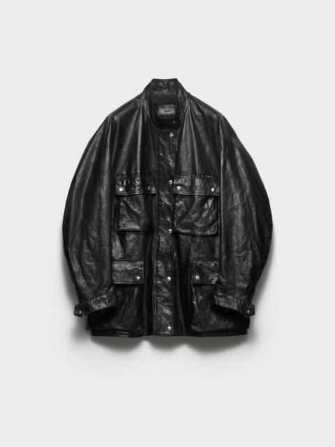 Antiqued leather caban jacket