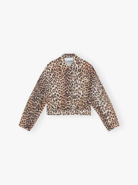 LEOPARD DUCHESSE NYLON CROPPED JACKET