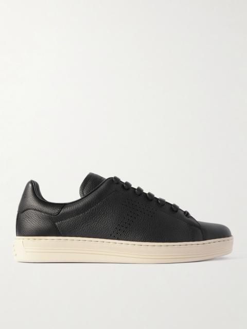 Warwick Perforated Full-Grain Leather Sneakers Black
