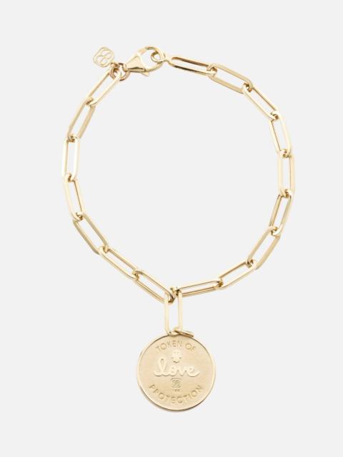 Evil Eye Coin 14kt gold chain bracelet