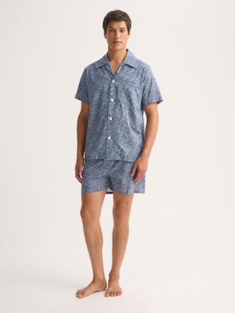 Men's Short Pajamas Cotton Batiste Navy Blue Night Sky Print