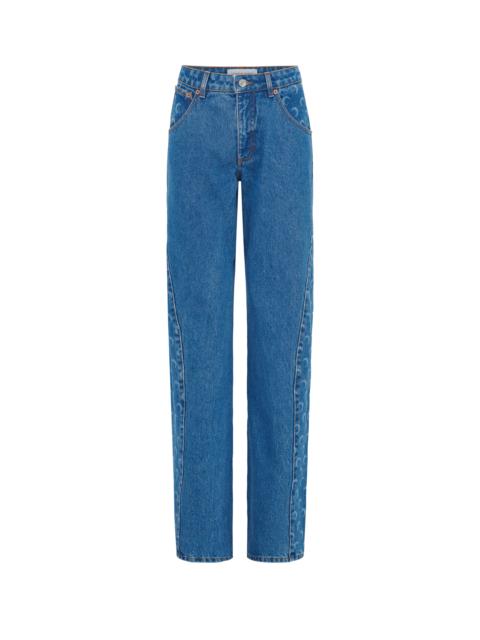 Moon Laser Denim Curved Jeans