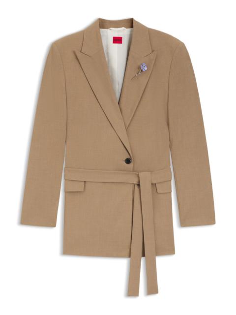 REGULAR-FIT BLAZER IN STRETCH MELANGE FABRIC