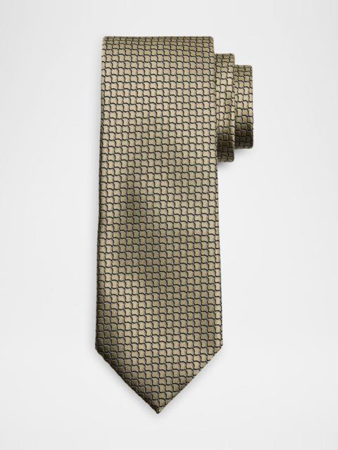 Men's Geometric Net Silk Tie