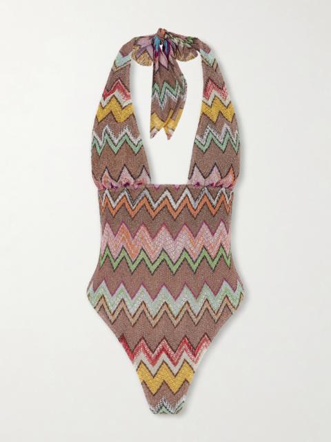 Striped Metallic One-piece Swimsuit