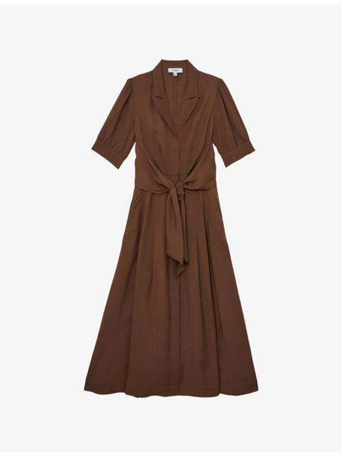 Tessera Short-Sleeve Linen-Blend Midi Dress