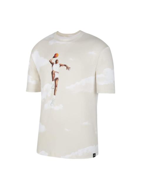 Men's Air Jordan Casual Printing Round Neck Pullover Short Sleeve Sail White T-Shirt DM1437-133