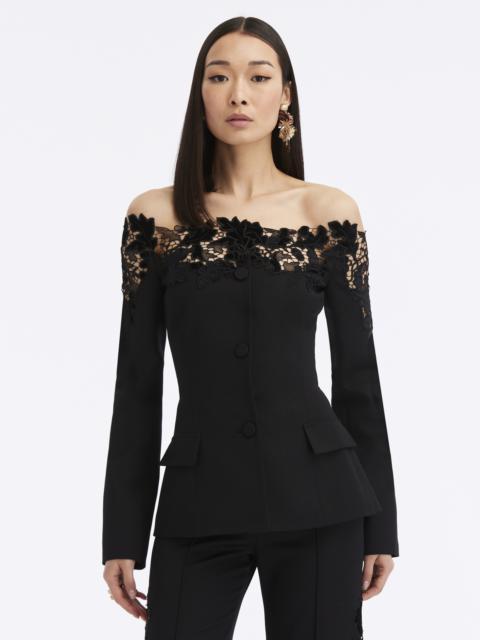 OFF SHOULDER VELVET GUIPURE JACKET